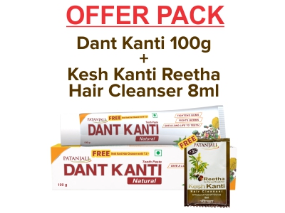 DANT KANTI NATURAL 100 GM WITH FREE KESH KANTI REETHA HAIR CLEANSER 8ML