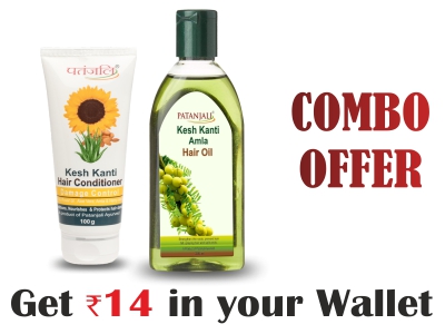 Patanjali Haircare Combo- Amla Hair Oil 200 ML+Conditioner Damage Control  100 Ml - Rs 14 Off- Buy Online