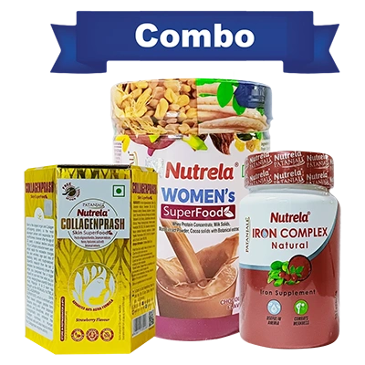 Combo-NUTRELA Women's Superfood + Collagenprash + Iron Complex (400G+400G+30N)