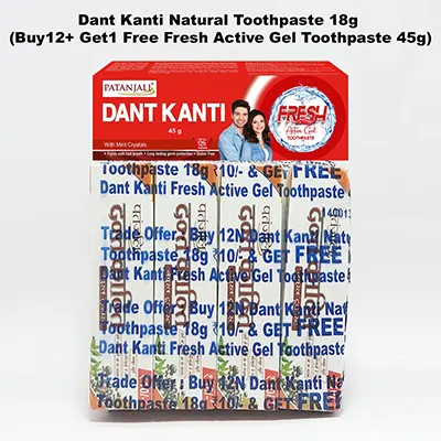 Dant Kanti Natural Toothpaste 18g (Buy12+ Get1 Free Fresh Active Gel Toothpaste 45g)