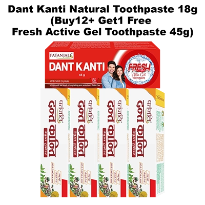 Dant Kanti Natural Toothpaste 18g (Buy12+ Get1 Free Fresh Active Gel Toothpaste 45g)