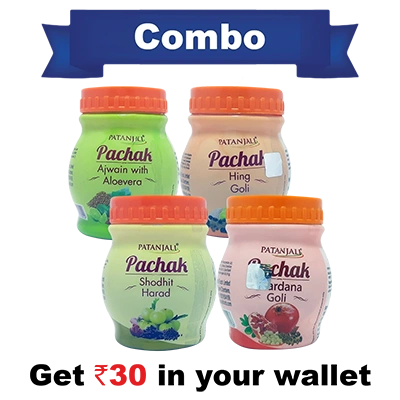 Digestive Health Combo - Pachak Anardana 100 G+ Pachak Hing Goli 100 G+ Pachak Shodhit Harad 100 G+ Pac0hak Ajwain With Aloevera 100g - Rs 30 Off