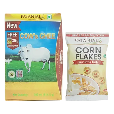 Patanjali Cows Ghee 900ml Free Corn Flakes. Rs10