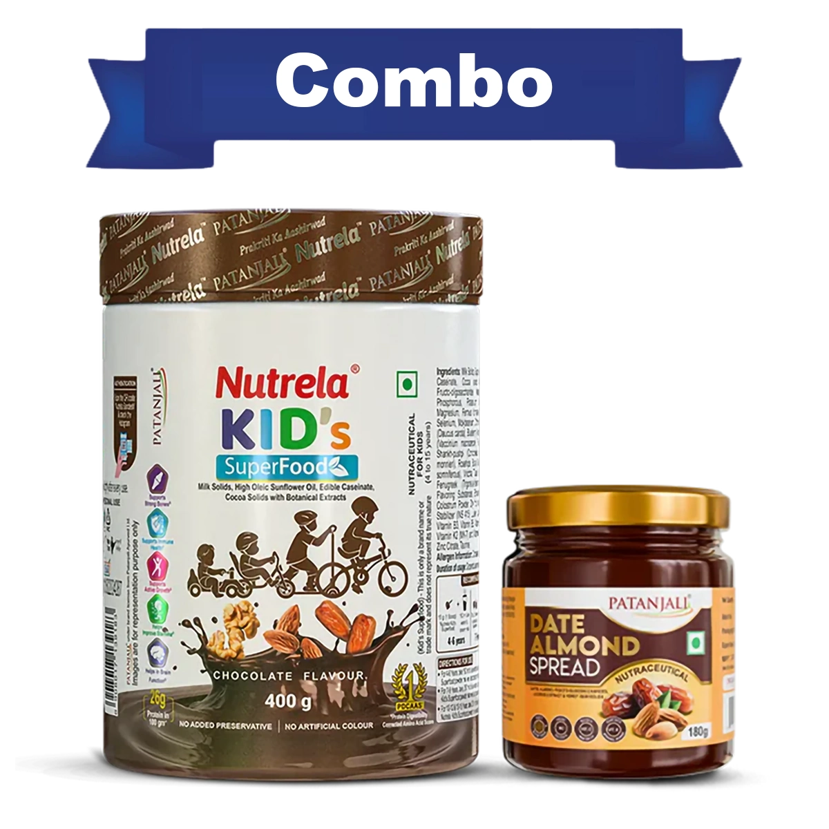 Patanjali Nutrela Kid’s Superfood 400g + Patanjali Date Almond Spread 180g