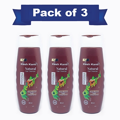 Patanjali Kesh Kanti Hair Cleanser Natural 180 ml (Pack Of 3)