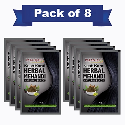 Patanjali Kesh Kanti Herbal Mehandi (Natural Black) (Pack Of 8)