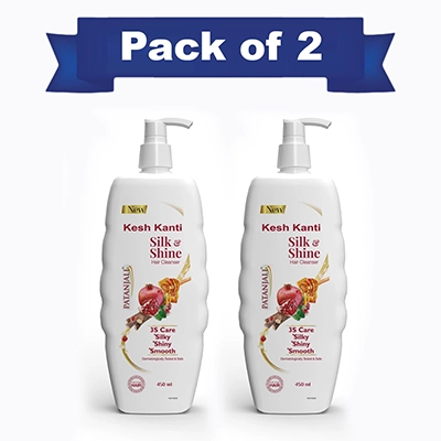 Patanjali Kesh Kanti Hair Cleanser Silk & Shine 450ml (Pack Of 2)