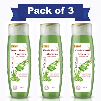Patanjali Kesh Kanti Aloevera Hair Cleanser 180 ml (Pack Of 3)