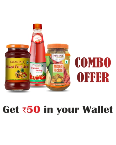 Sauce and Pickle Combo - Mixed Pickle 1 Kg+ Tomato Ketchup o&g 1 ltr(P)+ Mixed Fruit Jam 500gm- Rs 50 Off
