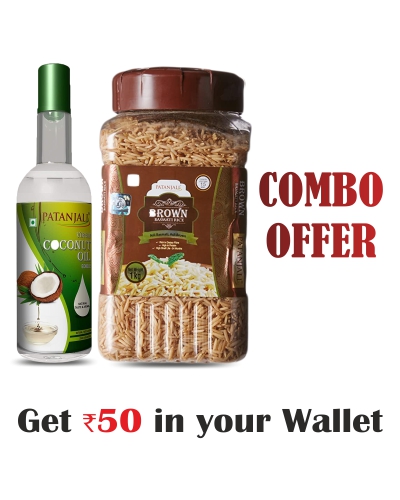 Natural Coconut Oil Combo- Virgin Coconut Oil 500ml+ BROWN BASMATI RICE JAR  - 1kg - Rs 50 Off