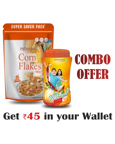 Patanjali Healthy Treats for Kids- Powervita 500gm+Cornflakes 875gm- Rs 45 Off