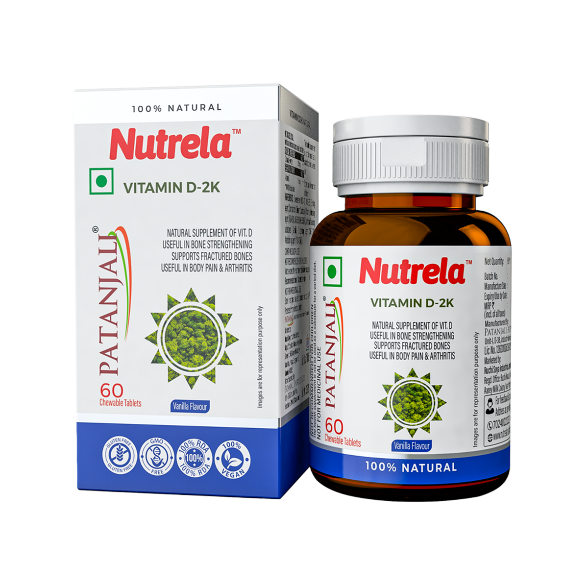 Patanjali Nutrela Vit D2k Natural Tab Vanilla 