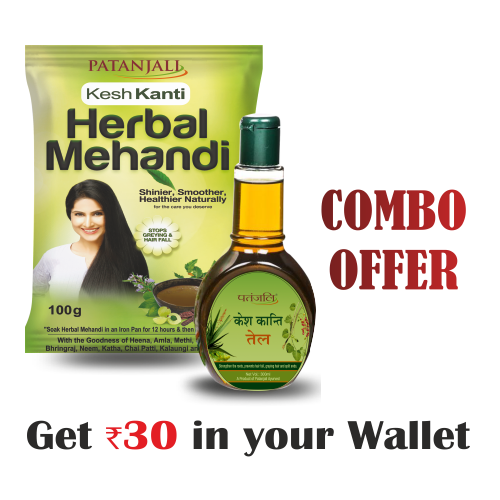 Kesh Kanti Combo- KESH KANTI HERBAL MEHANDI- 100 GM+Kesh Kanti Hair Oil 300ml- Rs 30 Off