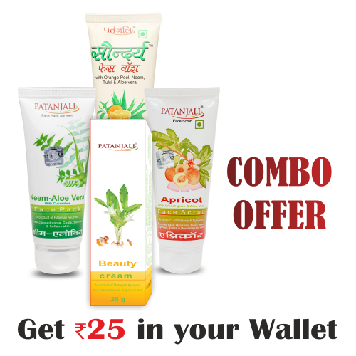 Beauty Combo- Saundarya Face wash 60ml+NEEM ALOEVERA WITH CUCUMBER FACE PACK 60gm+APRICOT FACE SCRUB 60gm+Beauty Cream 50 gm- Rs 25 Off