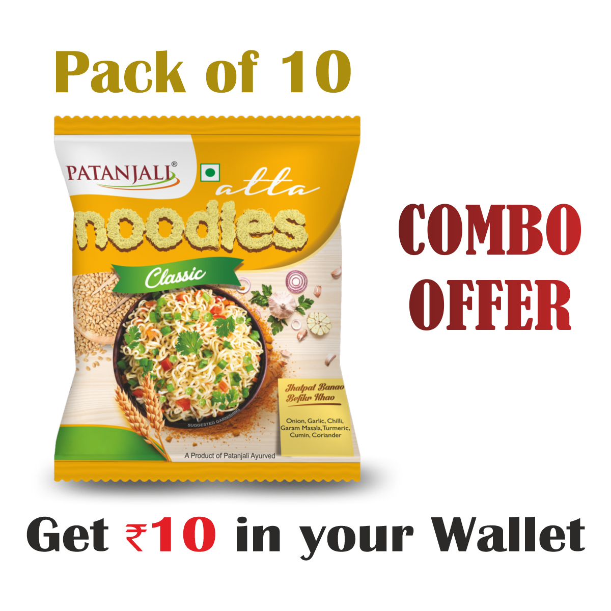 Pack of 10- Atta Noodles Classic 60gm- Rs 10 Off
