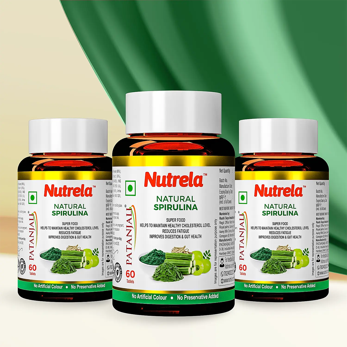 Patanjali Nutrela Natural Spirulina Tablets (pack of 3)