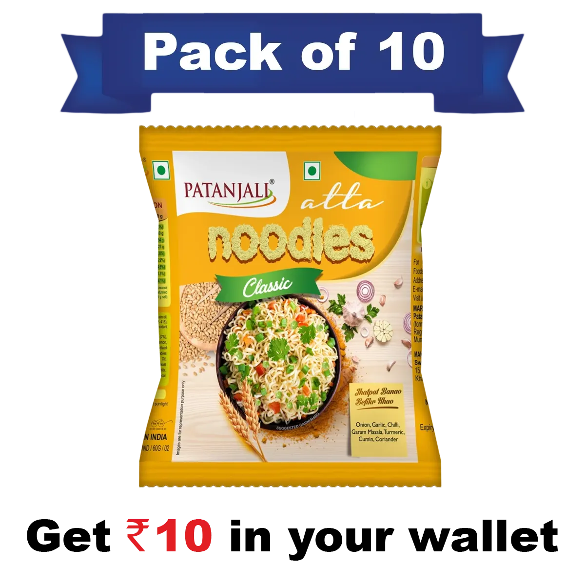 Pack of 10- Atta Noodles Classic 60gm- Rs 10 Off