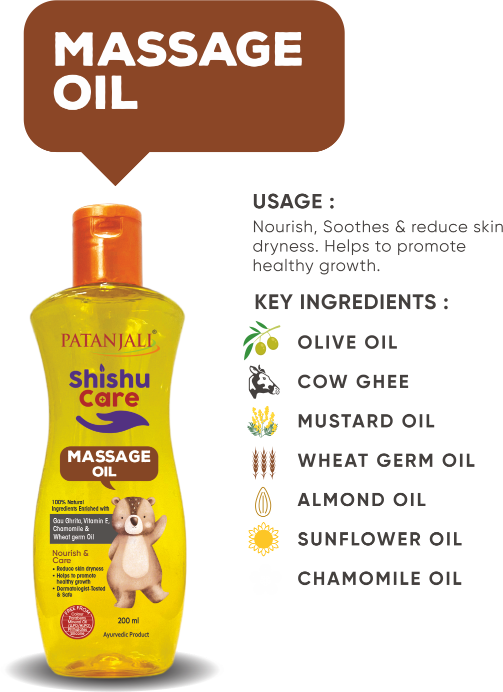 Patanjali Shishu Care Massage Oil (Baby Massage Oil) 200 ml Buy Online