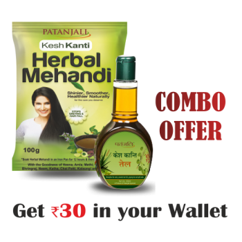 Kesh Kanti Combo- KESH KANTI HERBAL MEHANDI- 100 GM+Kesh Kanti Hair Oil 300ml- Rs 30 Off