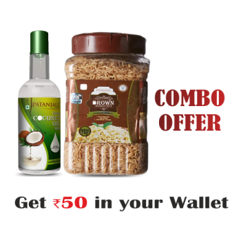 Natural Coconut Oil Combo- Virgin Coconut Oil 500ml+ BROWN BASMATI RICE JAR  - 1kg - Rs 50 Off