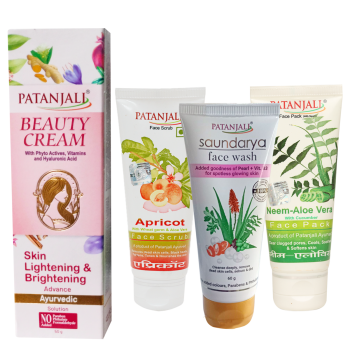 Beauty Combo- Saundarya Face wash 60ml+NEEM ALOEVERA WITH CUCUMBER FACE PACK 60gm+APRICOT FACE SCRUB 60gm+Beauty Cream 50 gm- Rs 25 Off